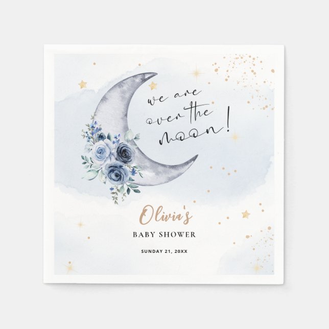 Serviette En Papier Floral Sur Le Baby shower Lune (Devant)