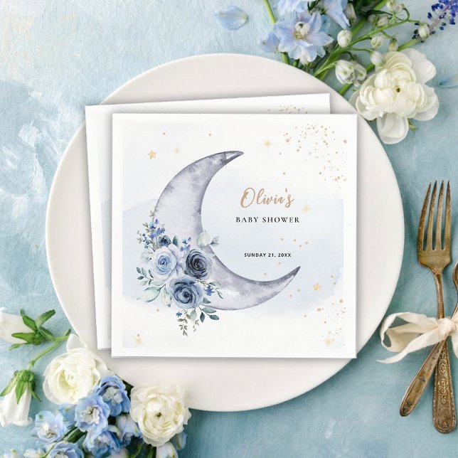 Serviette En Papier Floral Sur Le Baby shower Lune (Créateur téléchargé)