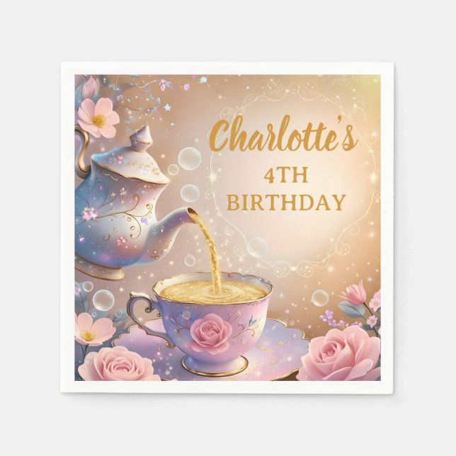 Serviette En Papier Floral Teacup & Teapot - Pastel Elegant Tea Party (Devant)