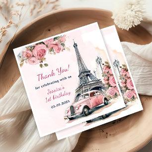 Serviette En Papier Floral Tour Eiffel Paris 1er anniversaire
