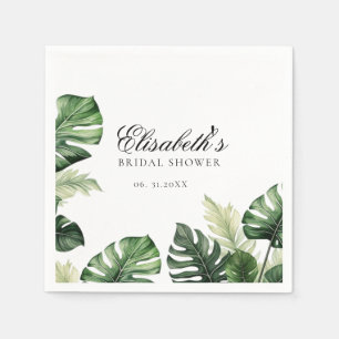 Serviette En Papier Floral tropical coloré Douche nuptiale verte