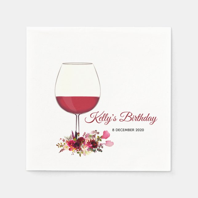 Serviette En Papier floral, vin, whimsical, Papier à cocktail serviett (Devant)