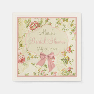 Serviette En Papier Floral vintage avec Fête des mariées de la poche