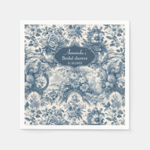 Serviette En Papier Floral vintage Bleu toile de jouy