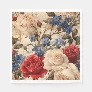Serviette En Papier Florales de roses rouges et de jardins d'inspirati