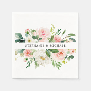 Serviette En Papier Florales rose pâle Mariage botanique moderne