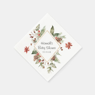 Serviette En Papier Floralité hivernale   Serviettes pour Baby Shower