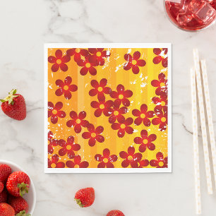 Serviette En Papier Flore rouge orange rétro
