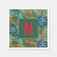Flore tropicale monogramme sur l'impression en osi