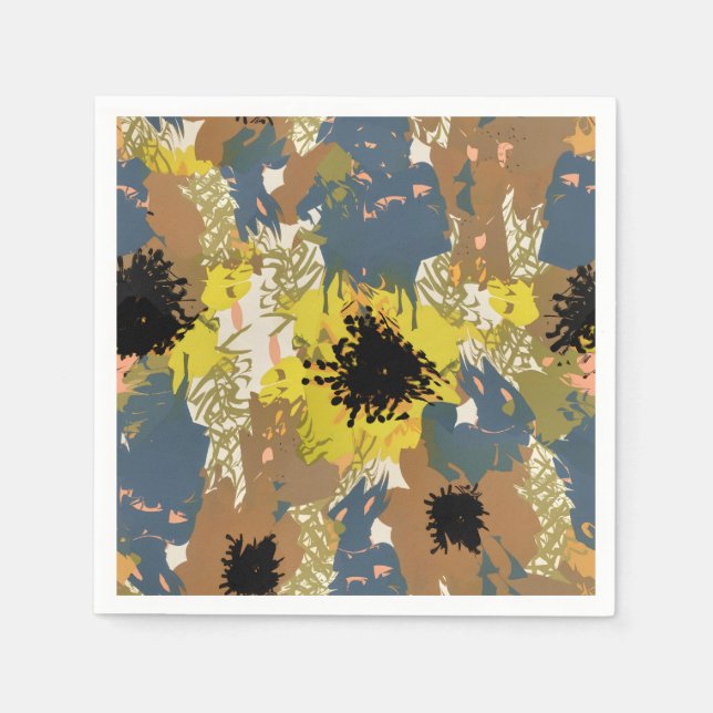 Serviette En Papier Flores d'ocre jaune (Devant)