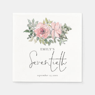 Serviette En Papier Flores rose vif contemporaines Seveneth Anniversai