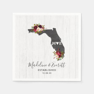 Serviette En Papier Florida State Rustic Wood Mariage Monogramme