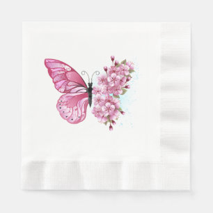Serviette En Papier Flower Butterfly