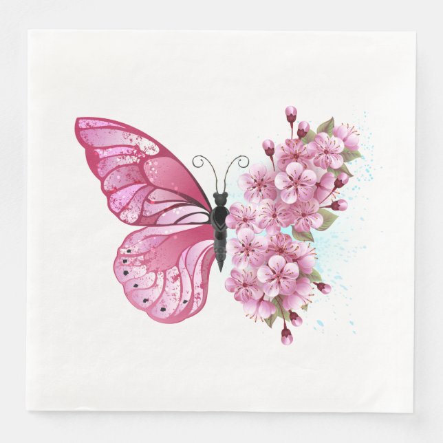 Serviette En Papier Flower Butterfly (Devant)