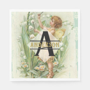 Serviette En Papier Flower Fairy Snowbells Vintage Art monogram Named
