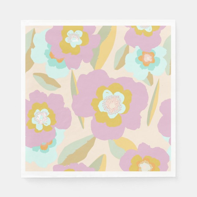 Serviette En Papier Flowers abstrait | Pastel Lilac Floral Pattern (Devant)