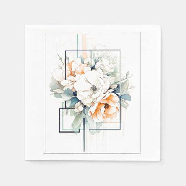 Serviette En Papier Flowers in Cube-Frame: Wedding Napkins (Devant)