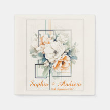 Flowers in orange Cube-Frame: Wedding Napkins