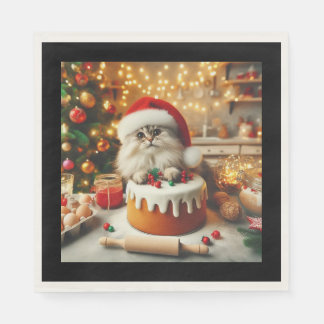 Serviette En Papier Fluffy cat baking the christmas cake
