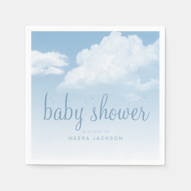 Serviette En Papier Fluffy Clouds Baby shower Raindrops (Devant)