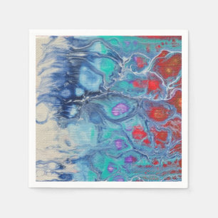 Serviette En Papier Fluid Art Rouge Livre blanc bleu Napkin