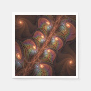 Serviette En Papier Fluorescent coloré Abstrait Trippy Brown Fractal