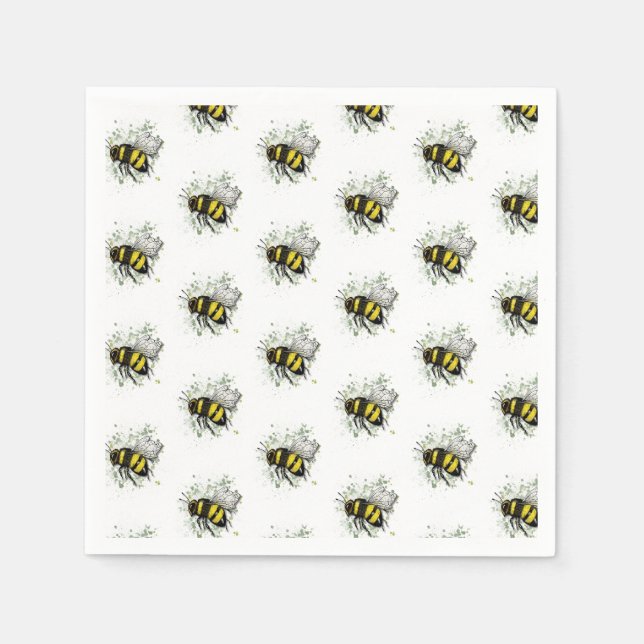Serviette En Papier Flying Bumble BEE, Freehand Digital Drawing Insect (Devant)