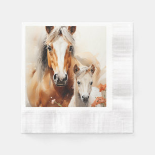 Serviette En Papier Foal et cheval dans la prairie de pavot