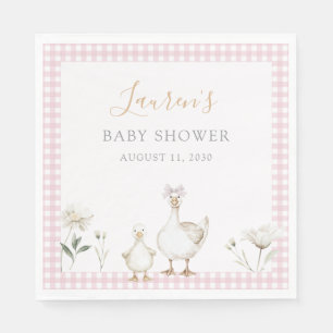 Serviette En Papier Folle Rose Oie Silhouette Vintage Ruban Baby Showe