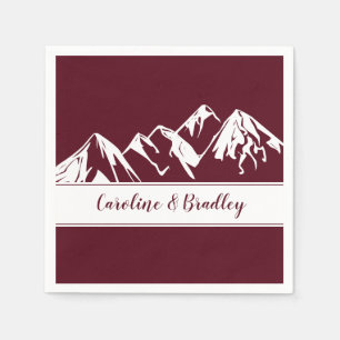 Serviette En Papier Fond Marsala Chaîne de Montagnes Blanches Mariage 