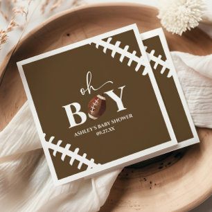 Serviette En Papier Football Oh Garçon Baby shower blanc Brown
