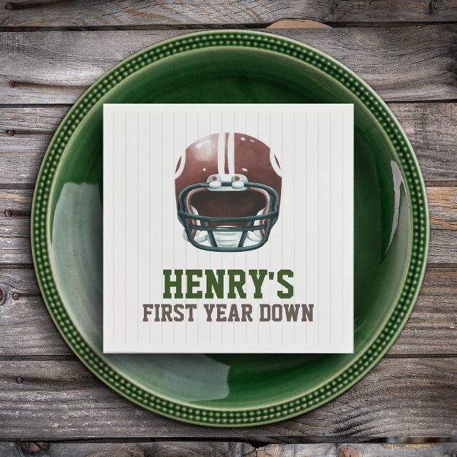 Serviette En Papier Football première année bas 1er anniversaire (First year down - personalized birthday napkins)