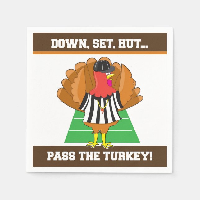 Serviette En Papier Football & Turquie Thanksgiving Dîner Thème Napkin (Devant)