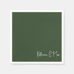 Serviette En Papier Forest Green Script Names Mariage Cocktail