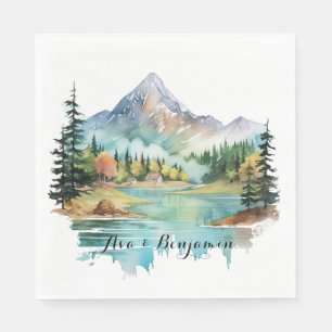 Serviette En Papier Forest Lakeside Coloré Mariage de montagne