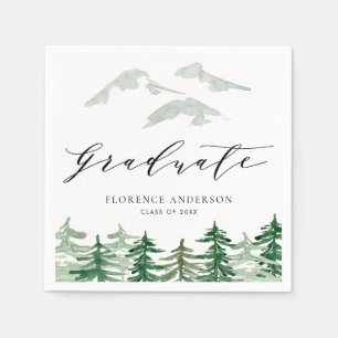 Serviette En Papier Forêt Aquarelle Rustique Diplômé 