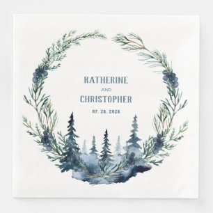 Serviette En Papier Forêt de la Marine Épinette Juniper Berries Wreath