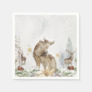 Serviette En Papier Forêt de loups et de cerfs