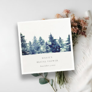 Serviette En Papier Forêt de pins enneigée en hiver, douche de mariée