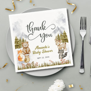 Serviette En Papier Forêt de remerciement Woodland Baby Shower Animaux