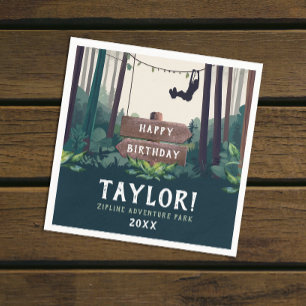 Serviette En Papier Forêt de Ziplining Cool Anniversaire Extérieur Ver
