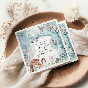 Serviette En Papier Forêt d'hiver Fée Noël Fille Anniversaire