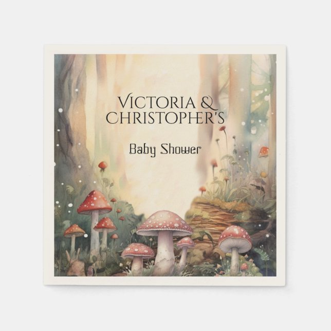 Serviette En Papier Forêt enchantée Toadstool Baby shower champignon (Devant)