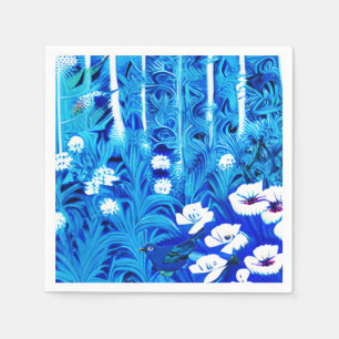 Serviette En Papier Forêt fantastique avec fleurs et oiseaux