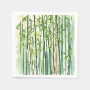 Serviette En Papier Forêt paisible de bambou en aquarelle