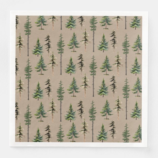 Serviette En Papier Forêt rustique Kraft de sapin de pin d'épinette (Devant)