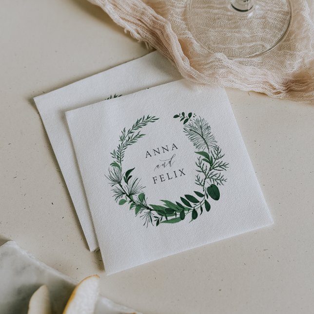 Serviette En Papier Forêt sauvage | Mariage de couronne botanique (Créateur téléchargé)