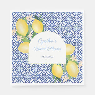 Serviette En Papier Forme d'arche Citrons italiens Carreaux bleus Baby