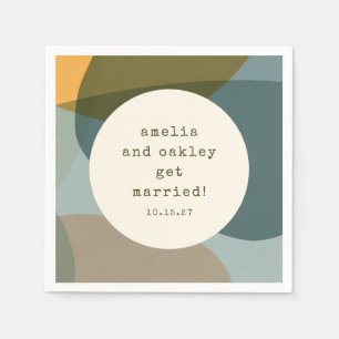 Serviette En Papier Formes Abstraites modernes Sage Turquoise Mariage