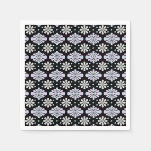 Serviette En Papier Formes florales pastel sur fond noir